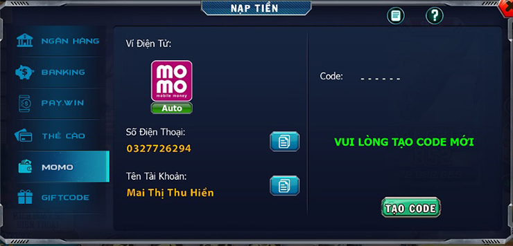 Nạp tiền bằng thẻ cào điện thoại