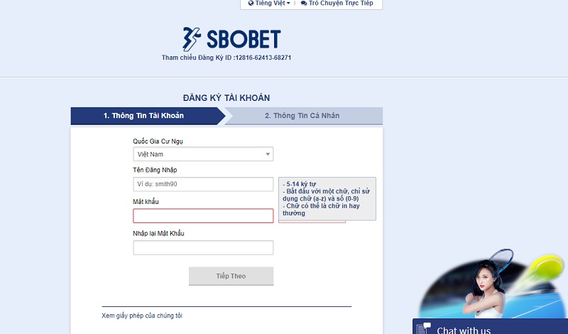 Hướng dẫn cách đăng ký tài khoản Sbobet